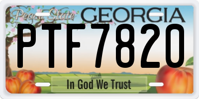 GA license plate PTF7820