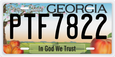 GA license plate PTF7822