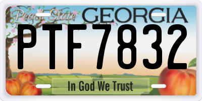 GA license plate PTF7832