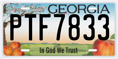 GA license plate PTF7833