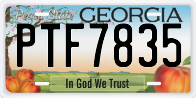 GA license plate PTF7835