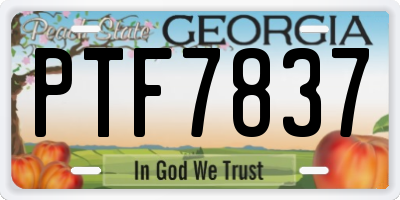 GA license plate PTF7837
