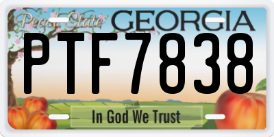 GA license plate PTF7838
