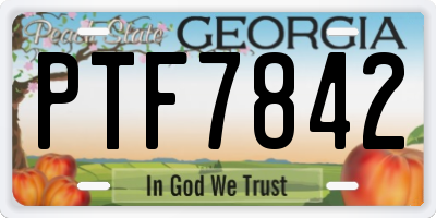 GA license plate PTF7842