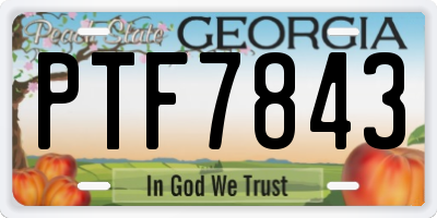 GA license plate PTF7843