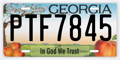 GA license plate PTF7845