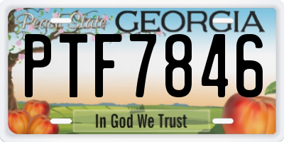 GA license plate PTF7846