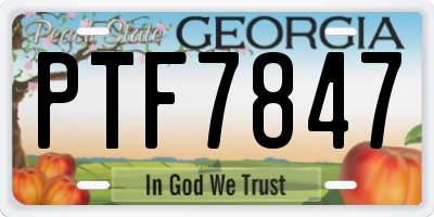 GA license plate PTF7847