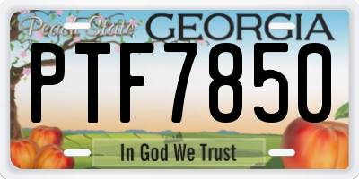 GA license plate PTF7850