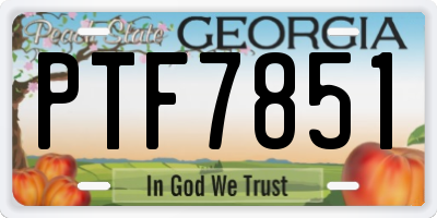 GA license plate PTF7851