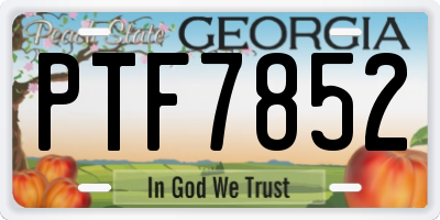 GA license plate PTF7852