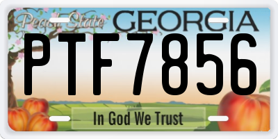 GA license plate PTF7856