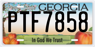GA license plate PTF7858