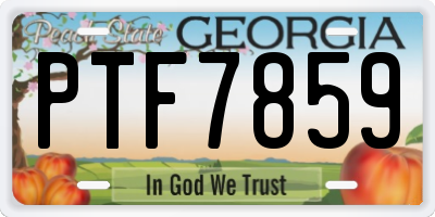 GA license plate PTF7859