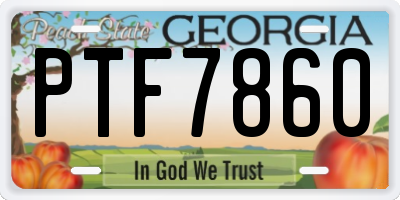 GA license plate PTF7860