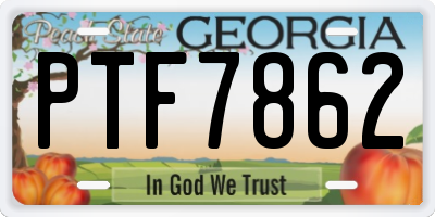 GA license plate PTF7862