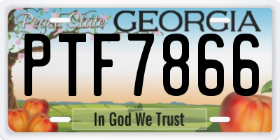 GA license plate PTF7866