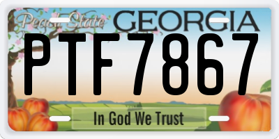 GA license plate PTF7867