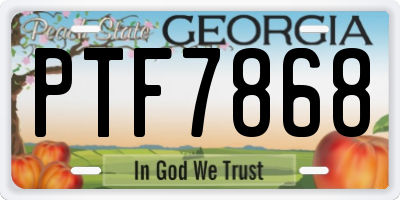 GA license plate PTF7868