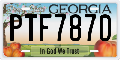 GA license plate PTF7870