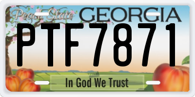 GA license plate PTF7871