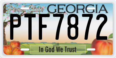GA license plate PTF7872