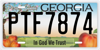 GA license plate PTF7874