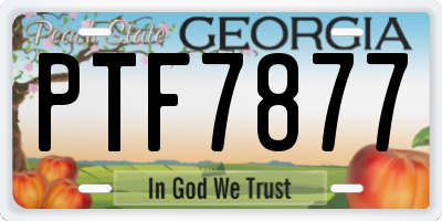GA license plate PTF7877