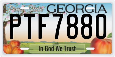 GA license plate PTF7880