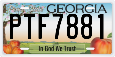 GA license plate PTF7881