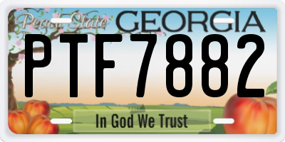 GA license plate PTF7882