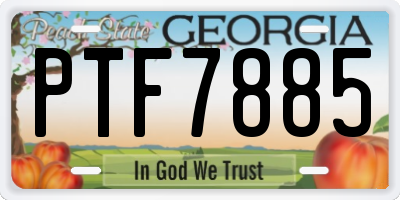 GA license plate PTF7885