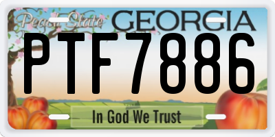 GA license plate PTF7886