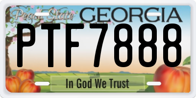GA license plate PTF7888
