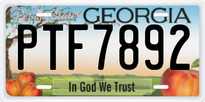 GA license plate PTF7892