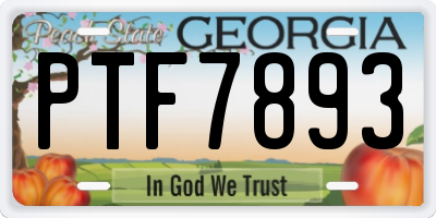 GA license plate PTF7893