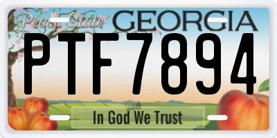 GA license plate PTF7894