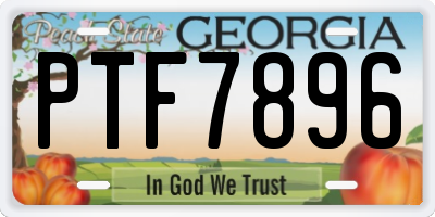 GA license plate PTF7896