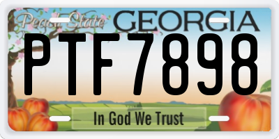 GA license plate PTF7898