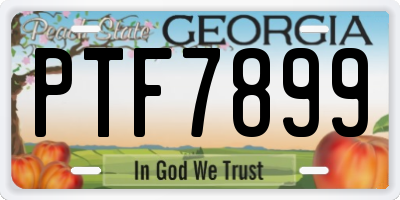 GA license plate PTF7899