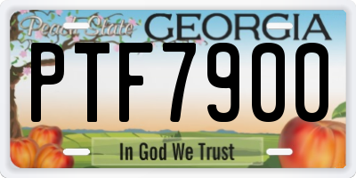 GA license plate PTF7900