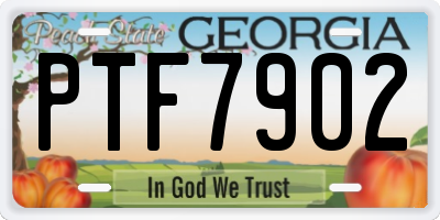 GA license plate PTF7902
