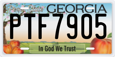 GA license plate PTF7905