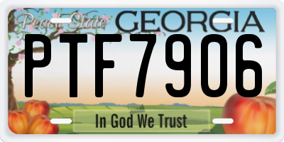 GA license plate PTF7906