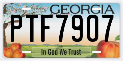 GA license plate PTF7907