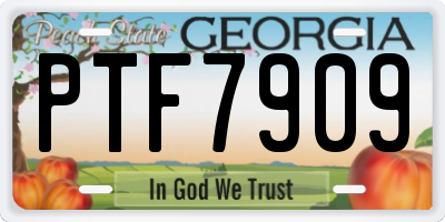 GA license plate PTF7909