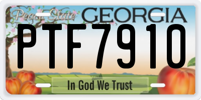 GA license plate PTF7910