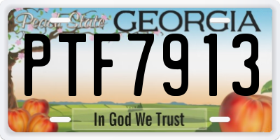 GA license plate PTF7913