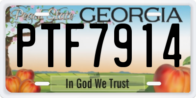 GA license plate PTF7914