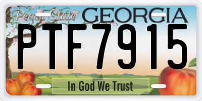 GA license plate PTF7915